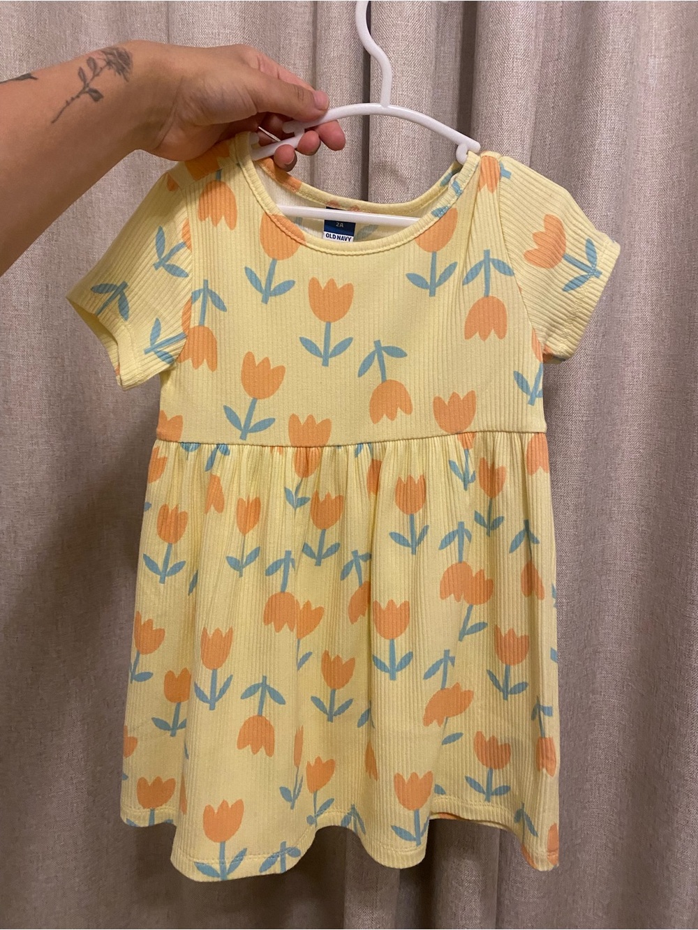 Old Navy Yellow Dress with Orange Tulip Print 2T